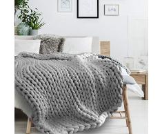 THE HOME DECO FACTORY Plaid, Acrylique, Gris, Taille Unique