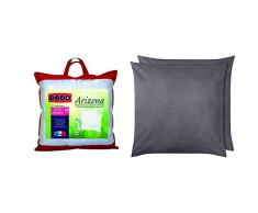 Dodo Arizona Lot de 2 Oreillers Polyester Blanc 60 x 60 cm & AmazonBasics Taies doreiller en Microfibre Gris foncé - Lot de 2