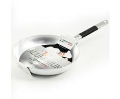 Pentole Agnelli PoÃªle Basse Ã©vasÃ©e en Aluminium, Ã©paisseur 3 mm, avec poignÃ©e Tubulaire en Acier Inoxydable, argentÃ© 28Â cm Argent