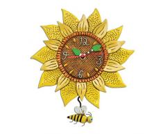 Enesco Allen Designs Horloge, Tournesol, 28Â cm, RÃ©sine, Multicolore, 28Â x 25,5Â x 28Â cm