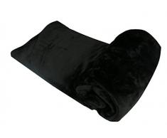 Plaid TOISON - Douceur microfibre - 100% POLYESTER - OURSON - Noir U6 - 125 x 150