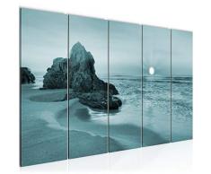 Tableau decoration murale Plage de Sunrise 200 x 80 cm - XXL Impression sur Toile Salon Appartment 5 Parties - prÃªt Ã accrocher - 609555c