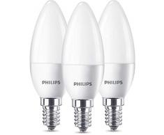 La lampe LED Philips remplace le blanc chaud (2700 Kelvin), 470 lumens, bougie, Plastique, matt, E14, 5.5W