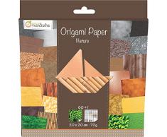 Avenue Mandarine 52503MD - Un paquet de 60 feuilles Origami 20x20 cm 70G (30 motifs x 2 feuilles) et une planche de stickers incluse, Nature