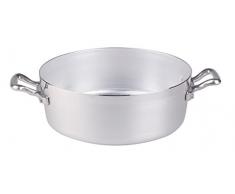 Pentole Agnelli Casserole Basse en Aluminium BLTF, avec 2 poignÃ©es en Acier Inoxydable - ArgentÃ© 14 cm Argent