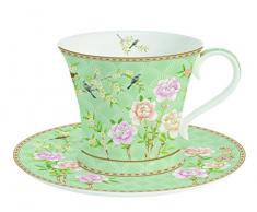 Easy Life 1354PALA Coffret Tasse Ã The, Bone China, Vert, 18 cm