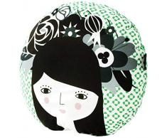 Paparajote Factory 181412 Coussin Motif Eloisa Folk Coton/Polyester Jade Vert 40 x 40 x 14 cm