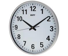 Unity Torto Cadran Transparent Ultra Silencieux Balayage Horloge Murale, Argent, 38Â cm, XL