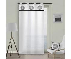 Soleil docre Mandala Voilage, Coton, Gris, 140 x 250 cm