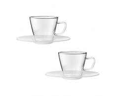 Bohemia Cristal 093 012 106 Play of Colors Set de 2 Tasses à Expresso en Verre Borosilicate avec sous Assiette en Plastique Verre, Verre, Blanc, 0,1 x 0,1 x 5 cm, de 2 unités