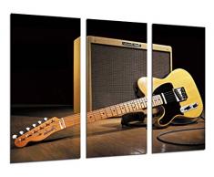 Tableau Moderne Photographique, Impression sur bois, Musique, Guitare instrument Fender Stratocaster, Rock, 97 x 62 cm, ref. 26444