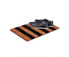 Relaxdays Paillasson rayures en fibres de coco, PVC, Marron, 40x60x1,5 cm