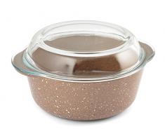 PASABAHCE Granit Casserole avec Couvercle 1,5Â l, Verre, Marron, 22Â x 18.5Â x 12Â cm