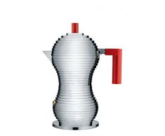 Alessi MDL02/3 R cafetière espresso en fonte daluminium. Poignée et pommeau en PA, rouge, 6 Tasses