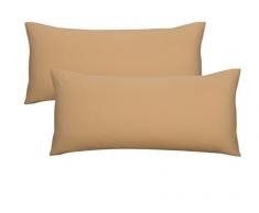 Biberna 0077144Â de taies doreiller en jersey 100% coton avec fermeture Ãclair, Lot de 2, 40Â X 80Â cm Orange, 27Â x 18Â x 3Â cm