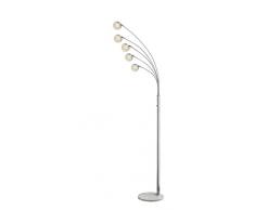 TRIO, Lampadaire, Chris incl. 5 x LED,SMD,3,8 Watt,3000K,350 Lm. Acryl, Transparent claire, Corps: metal, Chrome L:70,0cm, H:200,5cm, P:61,0cm IP20,Interrupteur