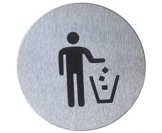 Cablematic BO11Â Panneau Motif Poubelle et dÃ©chets en Acier Inoxydable Gris argentÃ© 7Â xÂ 7Â xÂ 1Â cm