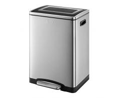 BLACK+DECKER 61079 Poubelle de tri sÃ©lectif Duo BXBN0003GB de 40 litres avec Fermeture Douce, Fabrication en Acier Inoxydable, 60 cm x 39,5 cm x 34 cm, Froid, Gris Frais, 60cm x 39cm x 34cm