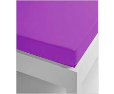 Miracle Home Drap housse Ã©lastique, doux et confortable, 50 % coton, 50 % polyester, aubergine, 105 x 200 cm