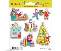 Toga STF60 NoÃ«l au Pays des Jouets Lot de 6 Autocollants 3D Papier Multicolore 15 x 17,5 x 0,5 cm