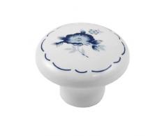 Blanc Bleu Fleur impressions en céramique Bouton Armoire Placard Poignée