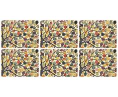 Pimpernel 30,5Â x 23Â cm Petit Panneau MDF avec arriÃ¨re en liÃ¨ge Dancing Branches Sets de Table, Lot de 6, Multicolore