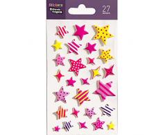 NOUVELLES IMAGES 75007533 Etoiles ColorÃ©es Ensemble DE 27 Mini Stickers Finition MatiÃ¨re Mousse Multicolore 14.49 x 7.8 x 0.1 cm