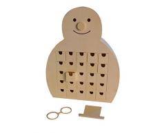 Artemio 14002022 Calendrier de lAvent en Bois à décorer Bonhomme de neige-40cm x 32cm x 4.5cm, 40 x 4,5 x 32 cm