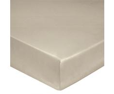 Blanc des Vosges Uni Percale Drap Housse 80 x 200 Bonnet de 30 cm Chanvre