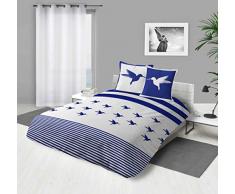 Soleil docre Colibri Parure Housse de Couette, Coton, Bleu, 260x240 cm