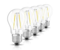OSRAM Ampoule LED Filament, Forme sphérique, Culot E27, 2W Equivalent 25W, 220-240V, claire, Blanc Chaud 2700K, Lot de 6 pièces