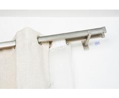 Double Tringle à Rideaux: 31 x 12 mm, L. 260 cm sans Anneaux en Acier satiné â Complet