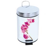 Homexpert 100506 Poubelles Ã pÃ©dale Lanyu 3 litres en Blanche, Acier Inoxydable, Multicolore, 25x25x35 cm