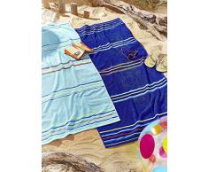 Catherine Lansfield Lot de 2 Serviettes de Plage avec Motifs dâarcs-en-Ciel, Couleur Bleue