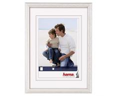 Hama Cadre photo en bois Oregon (taille du cadre de 10 x 15 cm avec bordure de 10 mm x 15 mm, pour une photo de 7 x 10 cm) Blanc