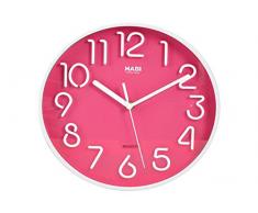 Habi Horloge Murale, Rond, 25 cm, Plastique, Fuchsia