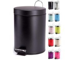 MSV 100265 Poubelle Acier Peinture Plastique Noir 3 L