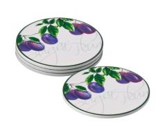 Premier Housewares 0722462 Set de 4 Dessous de Verres Prunes en Porcelaine