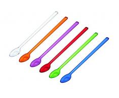 Guzzini 07900252 Set DE 6 CUILLERES A Cocktail Happy Hour, SAN, Couleurs/DÃ©cors Assortis