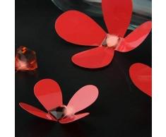 Walplus Rouge 3D Cristal Fleurs Art Stickers Restaurant Maison Amovible Adhésif Autocollant Mural, X 10 18 X 3.5 cm, 12 Pièces