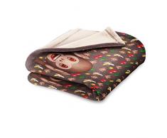 Emoji Couverture Polaire Motif singes, Polyester, Brown, Simple, 190Â x 120Â x 3Â cm