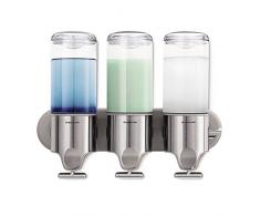 Simplehuman Distributeur triple de savon et shampoing Mural Inox