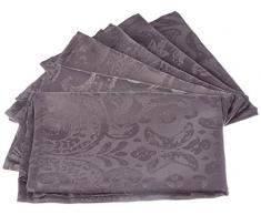 Lovely Casa Lot de 6 Serviettes, Polyester, Anthracite, 45x45 cm