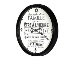 THE HOME DECO FACTORY HD4680 Horloge La Vie en Famille, PP, Noir, 50 x 6 x 50 cm