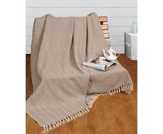 EHC EHCCanapé Jeté de canapé en Coton Naturel à Chevrons Super King Size 250 x 380 cm
