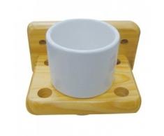 MSV 140422 Support en pin et gobelet, Bois Naturel