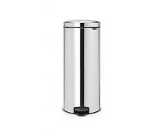 Brabantia -114762 - Poubelle à Pédale NewIcon avec Seau Intérieur en Métal 30 L - Inox Brillant