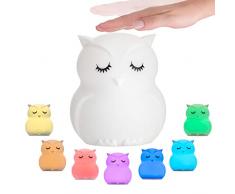 Pauleen 480.33 48033 Good Night Owl Veilleuse Hibou Batterie Lampe LED pour Chambre denfant avec Changement de Couleur en Silicone sans BPA