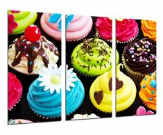 Tableau Moderne Photographique, Impression sur bois, Cupcakes colorÃ©s, pÃ¢tisserie, cafÃ©tÃ©ria, 97 x 62 cm, ref. 26576