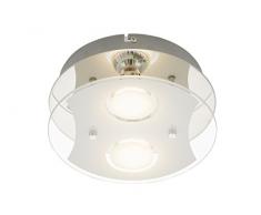 Briloner Leuchten 3598-028 plafonnier LED, Spots, Lampe de Salon, orientable, MÃ©tal, GU10, 3 W, Chrome, 21 x 21 x 8 cm